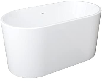 Vente-unique-Bañera exenta ovalada - 180 L - 130 x 71 x 58 cm - Blanco - Acrílico - APOGON