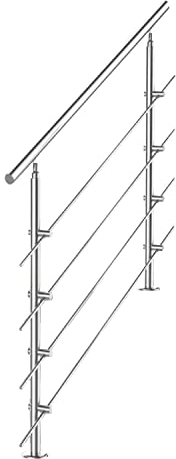 Tubiaz Barandilla de acero inoxidable, pasamanos para escaleras, balcones, 120 cm, con 4 travesaños de 42 mm de diámetro, para interior y exterior
