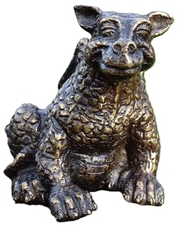 IDYL Bronze-Skulptur Drache grinsend 14x12x15 cm
