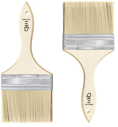 TubeRoo Malerpinsel Set 2X 100 mm Flachpinsel Flächenstreicher für Lacke Lasuren Öle Wand-Farben Acryl, Lackierpinsel, Lasurpinsel, Farbpinsel am Holz Metall