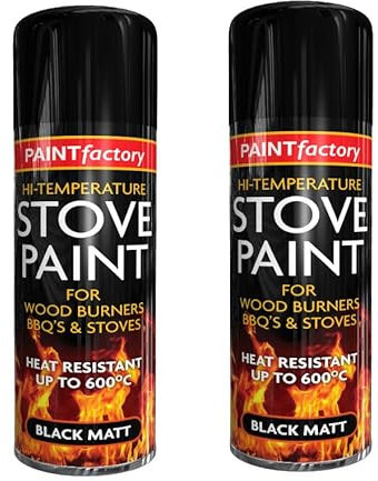 2 X 400ML STOVE PAINT HEAT RESISTANT BLACK MATT SPRAY PAINT HIGH TEMPERATURE