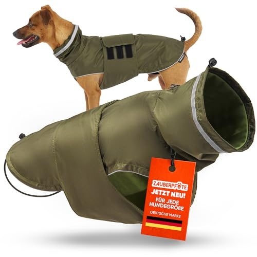 ZAUBERPFOTE® Hunderegenmantel London I Mit extra langem YKK® Reißverschluss für Halsband & Geschirr I Für kleine, mittlere & große Hunde I Wasserdicht & Maschinenwaschbar I Regenmantel für Hunde (45)