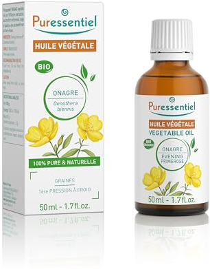 Puressentiel - Huile Végétale d’Onagre – Riche en Omega 6 et phytostérols - Bio - 100 pourcent pure et naturelle - Vegan et Cruelty free – Visage et corps - 50 ml