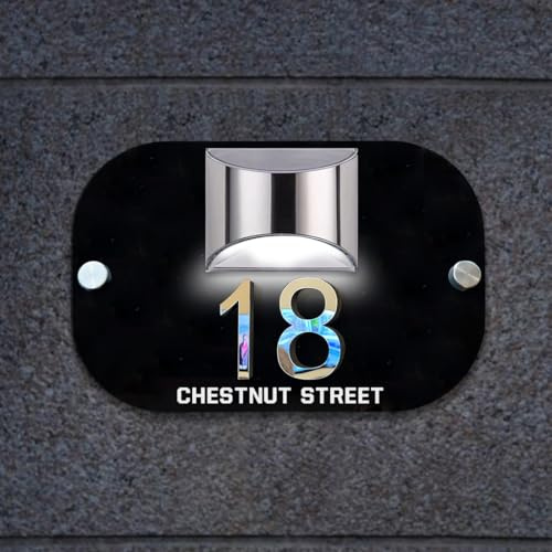 Letrero solar LED personalizado para casa, placa de dirección de casa para exterior, números de dirección de casa, nombre de calle, iluminación LED, contemporáneo, para casa, oficina, hotel, cuadrado