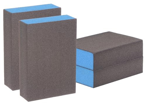 HARFINGTON 4pcs Sanding Sponge Blocks #280 (2000-2500 Grits) Wet/Dry Hand Sanding Sponges, 100x70x25mm Foam Sanding Block Pad for Polishing Kitchen Metal Wood Drywall Furniture, Brown&Blue