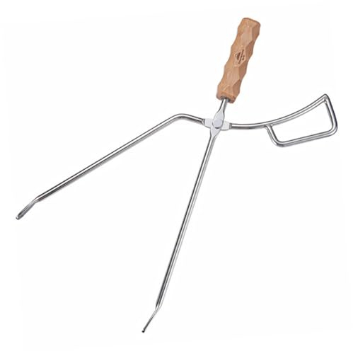 Kisangel Praktischer Edelstahl Kohleclip für Grill und Sommerurlaub Robuste Holzkohlezange mit Sicherem Handling Beim Grillen und Outdoor Aktivitäten
