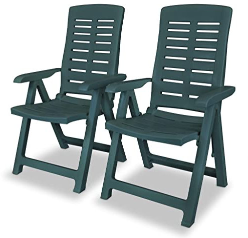 DYRJDJWIDHW Sun Garden,campingstuhl hochlehner,hochlehner gartenstuhl,Verstellbare Gartenstühle 2 STK. Kunststoff Grünauflagen, Kissen & Polster,gartenstuhl Metall,hochlehner auflagen,