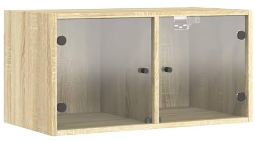 vidaXL Wall Cabinet with Glass Doors Sonoma Oak 68.5x37x35 cm