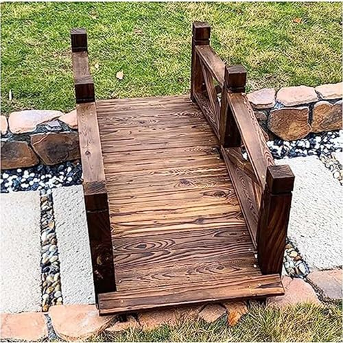 Gartenbrücke 150 Cm Große Hölzerne Gartenbrücke, Klassische Holzbogen-Fußgängerbrücke Mit Sicherheitsgeländer Und 400 Lbs Tragfähigkeit, Dekorative Teichbrücke For Die Dekoration Im Garten, Im Hinterh