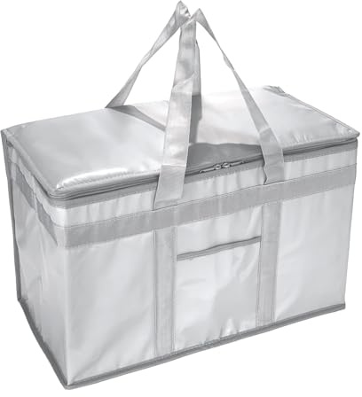 Yalin XXL Large Insulated Cooler Bag, Styrofoam Cooler of Keep Food Hot or Cold, Reusable Double Zipper Food Delivery Bag for Grocery Shopping, 20 W x 13 H x 10 D (Grey, XXL (Pro))