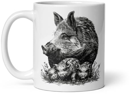 Tasse Natur Hirsch Wildschwein Fuchs Laie Markassin Wald Spaziergang Jagd Tiere Landschaft Tee Kaffee Original Tasse Geschenk Kollege Herren Damen Naturforscher Opa Oma (Wildschwein)