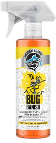 Chemical Sharks, Bug banish, Spray and Rinse Off - Swiftly Removes Dried-On Bugs and Residue from Bumpers, Grills, Headlights, and Windshields - Powerful Bug Remover for Cars and Trucks