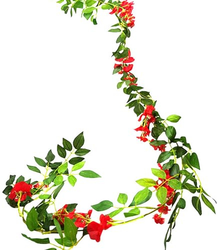 Wilitto Guirlande artificielle à suspendre - 200 cm - Fleur de glycine réaliste - Pour la maison, un mariage, un jardin, un mur intérieur ou extérieur - Fausse grimpante florale - Verdure tombante