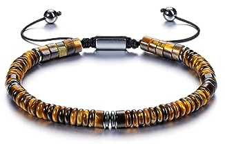 Zysta Edelsteine Armband Gerflochten einstellbar Stretch Perlenarmband Aventurin Tigerauge Armkette Glückbringen Geschenk für Damen Herren