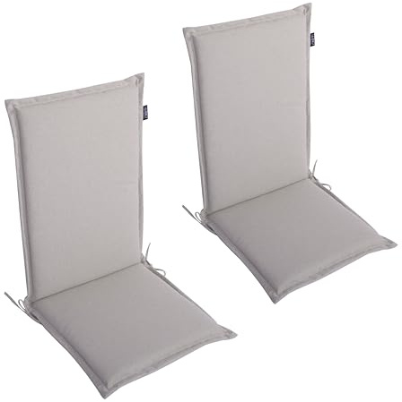 LILENO HOME Gartenstuhl Auflagen als [2er Set - Hochlehner] in Creme | bequeme Liegen als Sitzauflagen für Gartenmöbel - Stuhlkissen für Gartenstühle und Klappstühle MALT