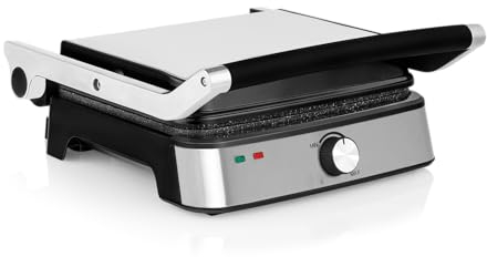 Zeegma Grill Chef Easy - Grill Elettrico 2 in 1 e Tostapane Panini, Potenza 2000W, Superficie Antiaderente in Ceramica, Regolazione Temperatura e Inclinazione, Piastre Removibili Lavabili in Lavastovi