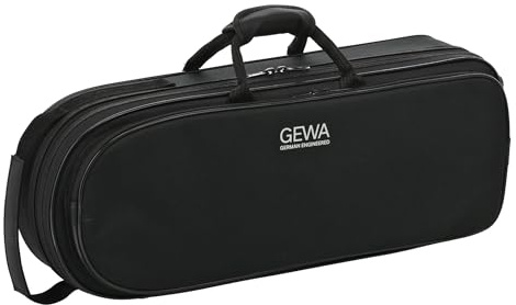 GEWA Trompetenkoffer Symphony für 1 Trompete (Perinet oder Drehventil), Nylongewebe, Fiberglaskern, inkl. Rucksackriemen, individuell einstellbare Innenaustattung, Zubehör- und Notentasche, schwarz