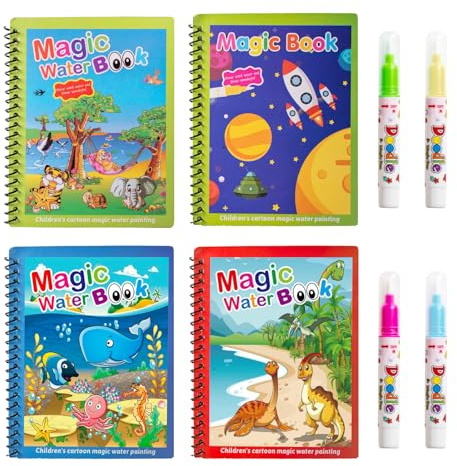 LTMMC 4 Pcs Magic Water Colouring Books, Water Painting Books for Kids