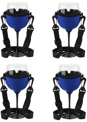 4 Stück Weinglashalter zum Umhängen Becherhalter zum Umhängen Weinhalter Gläserhalter Weinglas Halterung Wine Glass Holder für Weihnachten, Weinfest, Hochzeit, Geburtstag, Party (Blau)