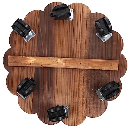 UPKOCH Soporte Maceteros De Madera con Ruedas y Freno Bandeja Extraíble para Macetas Redondas De Base Resistente y Móvil para Plantas Interior y Exterior