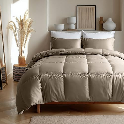 Zelesta Satinbed Couette sans Housse - Couette de Satin - Couette Lavable sans Housse - Linge de lit Couette Hiver et Couette été Chaude - Hypoallergénique (Beautiful Brown, 240x200 cm)