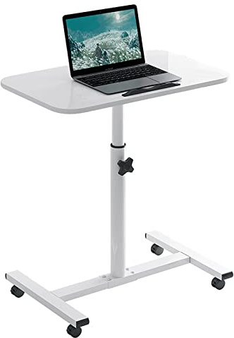 Escritorio móvil de altura ajustable con ruedas, mesa portátil con bandeja rodante para espacios pequeños, oficina en casa, dormitorio y estación de trabajo, escritorio compacto para computadora