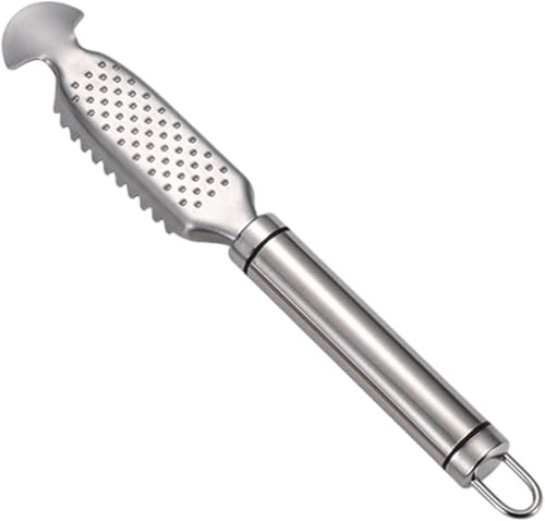 Squamatore multifunzione in acciaio inox per pesce, grattugia 2 in 1 in acciaio inox per zenzero con impugnatura antiscivolo, utensili da cucina per la rimozione delle squame, ideale per la casa, il m