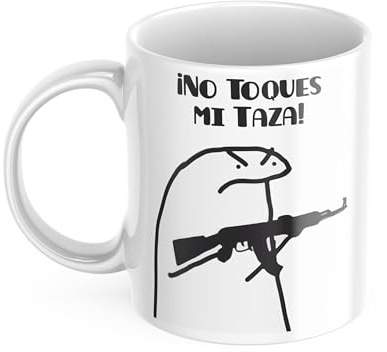Taza Divertida “No Toques Mi Taza” – Regalo Original con Ilustraciones Graciosas – Varias Colores y Diseños – Cerámica 330 ml para Café o Té – Idea Única para Amantes del Humor (Flork)