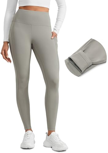 CRZ YOGA Fleecefodrade leggingsfickor 28'' Stengrå M