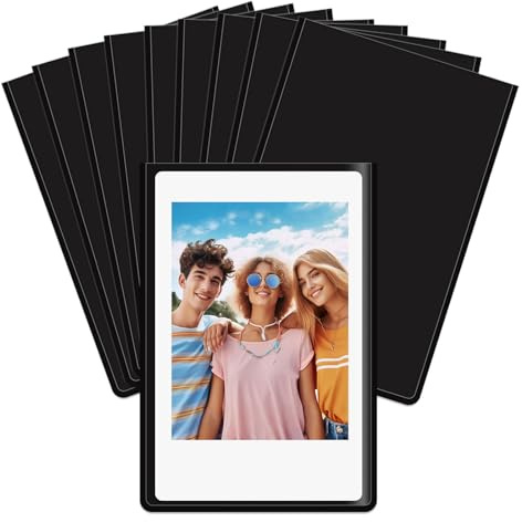 10 Stück Magnetische Fotorahmen Kühlschrank, 9,5 x 6,5 cm, Magnet Bilderrahmen Kühlschrank Aufkleber für Polaroid Instax Mini Film, Magnet Bilderrahmen Klein für Fotos, Postkarten, Schwarz
