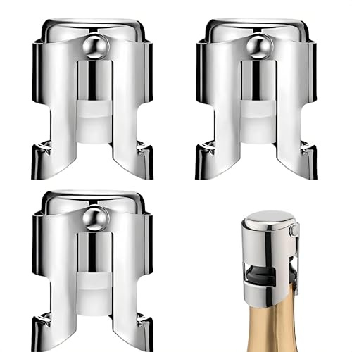 3PCS Champagne Stoppers, Stainless Steel Bottle Sealer Stoppers, Stainless Steel Bottle Sealer Stoppers for Leak-Proof Seal | Keep Bubbles Fresh & Preserve Carbonation