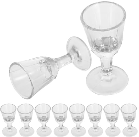 ZUNOXAZ Set da 10 Bicchieri da Liquore in Vetro da 10 Ml Piccole Tazze da Vino Bianco e Whisky Bicchieri da Shot per Casa e Pub Design Vintage e Resistente