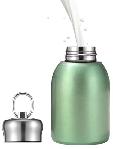 qokeeu Mini gobelet sous vide en acier inoxydable - Gourde isotherme en acier inoxydable - Gourde avec gobelet - Pour et pour le café et les boissons chaudes - Pour les voyages, l'école, le