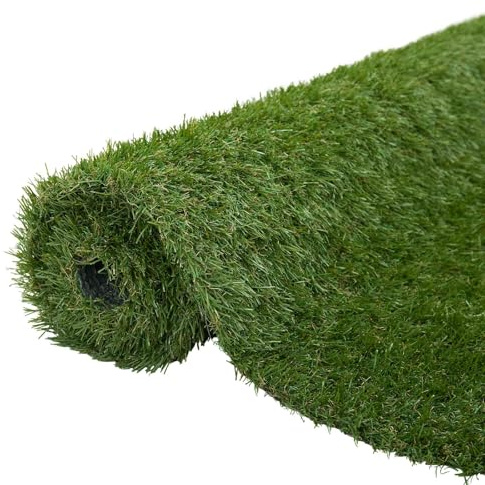 vidaXL Erba artificiale PP e PE, Tappeto da giardino, resistente alle intemperie, per esterni, in stile erba sintetica beige, drena velocemente