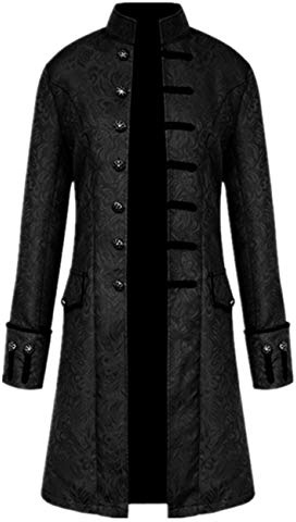 Crubelon Men's Steampunk Vintage Tailcoat Jacket Gothic Victorian Frock Coat Uniform Halloween Costume