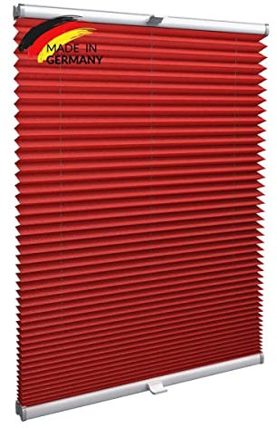 Gardinen21 Plissee nach Maß zum Kleben | Jalousien Rollo mit Klebefunktion | Sonnenschutz und Sichtschutz | Maßgefertige Fenster & Türen Rollos inRot