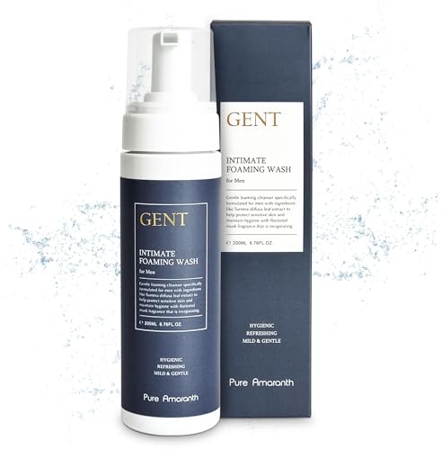 Amaranth GENT Foaming Intimate Wash for Men, Mens Genital Wash for Sensitive Skin, Moisturizing for Daily Use, Hygiene Product Helps Prevent Dryness, Odor, Itching (200ml / 6.8 fl oz)