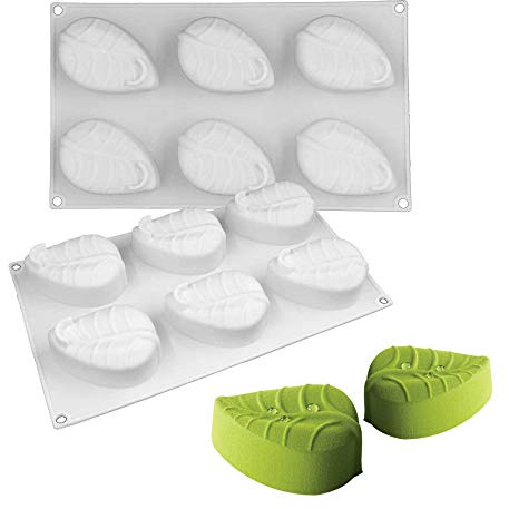 JasCherry 6 Cavity Silicone Leaves Shaped Non-Stick Cake Baking Mold, Muffin Tray, Cupcake Moulds, Ideal for Chocolate, Candy, Jelly, Soap