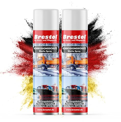 BRESTOL® KORROSIONSSCHUTZSPRAY 2x400 ml - Schutzwachs Wachsspray Korrosionsschutzwachs Langanhaltender Korrosionsschutz gegen Feuchtigkeit & Rost, Anwendbar für Fahrrad, Auto, Motorrad & Industrie