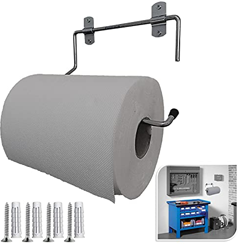 Parpyon® Nuovo Portarotolo industriale a muro porta asciugamani bagno per rotoloni asciugatutto Ideale in cucina, garage, palestra, per bobina carta asciugamani monouso (Mod.3)