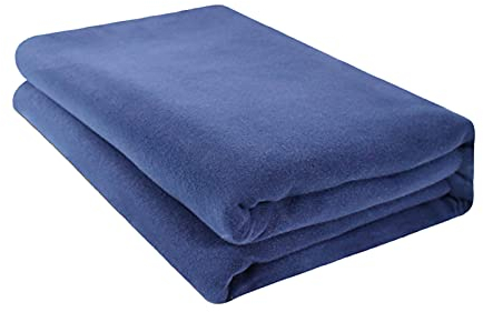 SANWOOD Couverture douce texturée, chaude et légère, couverture de yoga anti-perte de poils, anti-boulochage, couleur unie, pour yoga, méditation, pilates – Couverture pour la maison – Bleu marine