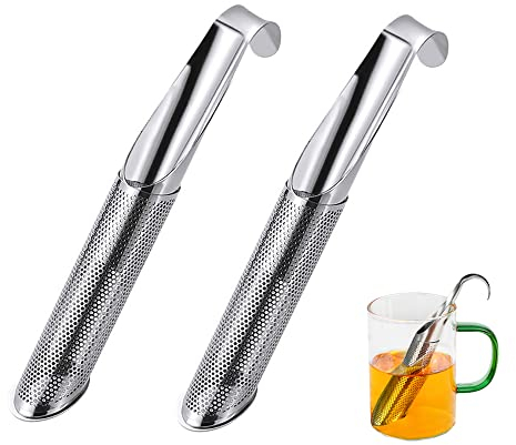 2 Filtros de té, Difusor de té de Acero Inoxidable, Infusor de té Reutilizable, Colador de té de Malla de Mango Largo para té Suelto, Especias, Rosa, Perfecto para Colgar en la Taza