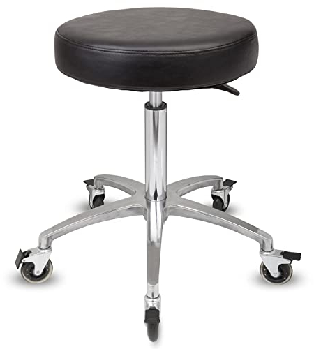 Staboos Rollhocker bis 160 kg - Premium Sitz rund - Praxishocker (Premium Rollen mit Bremse) Drehhocker höhenverstellbar (55 cm bis 75 cm) Rundsitz