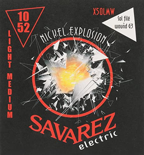 Savarez E-Gitarre-Saiten Nickel Explosion Roundcore Satz Light-Med. wound G .010-.052 X50LMW