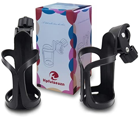 Paquete de 2 portavasos universales para cochecito, soporte para botella de agua para bicicleta, cochecito, andador, silla de ruedas, scooter, carro, motocicleta (negro)