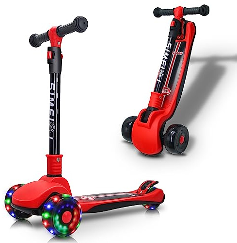 3 Wheels Kids Scooter for Boys Girls Ages 3-8 Years Old with Adjustable Height Flashing LED Lights Folding Kick Scooter