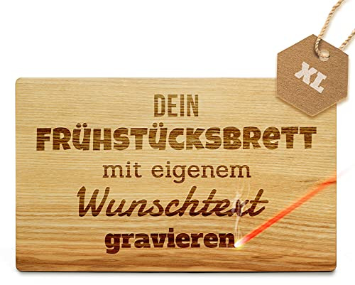 Großes Frühstücksbrettchen mit Gravur selbst gestalten - mit Name oder Text personalisieren - Küchen Geschenke | Kernesche, 30 x 18 x 1,5 cm, personalisiertes Geschenk mit Lasergravur