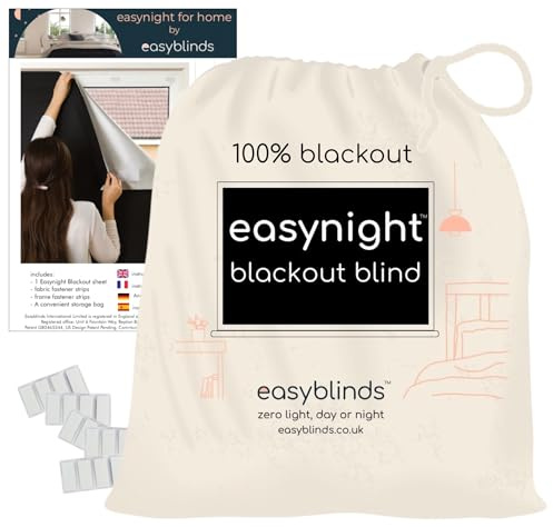 Easynight Blackout Blind CUSTOM MADE TO MEASURE, Large (windows up to 200x145cm) - 100% Light Block - Eco-Friendly Recycled GRS & OEKO-TEX Fabric - Thermal Insulation - No Drill Stick On Any Window