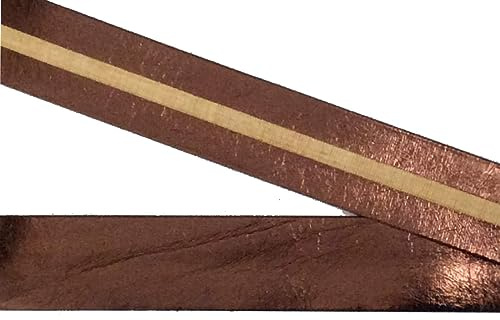 Großhandel für Schneiderbedarf 2 m Einfassband/Band aus Lederimitat/Kunstleder vorgefalzt Kupfer metallic 25 mm