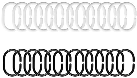 Anelli per Tende da Doccia - 24 Pcs Ganci in Plastica a Forma di C